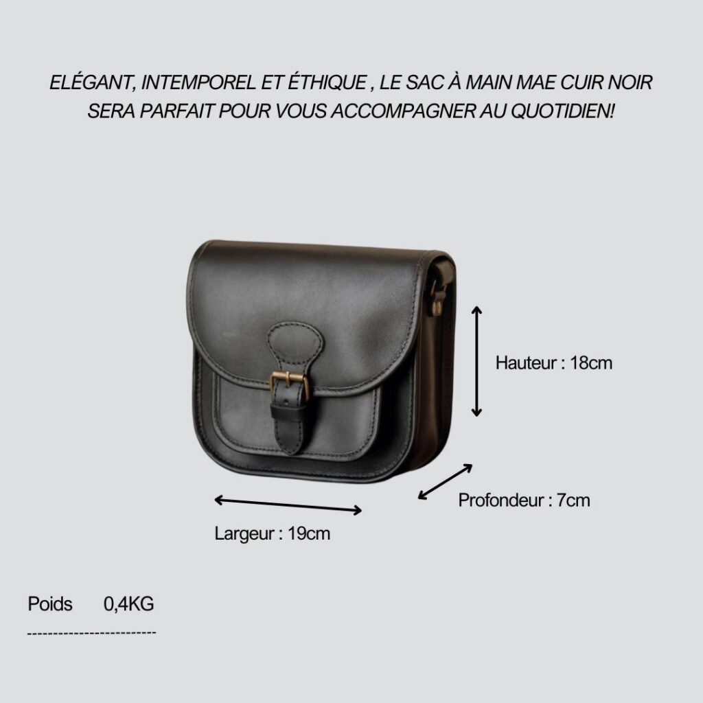 mae cuir noir taille